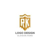 monogramme rk logo avec bouclier géométrique forme, élégant luxe initiale logo conception vecteur