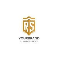 monogramme rs logo avec bouclier géométrique forme, élégant luxe initiale logo conception vecteur