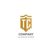 monogramme tc logo avec bouclier géométrique forme, élégant luxe initiale logo conception vecteur