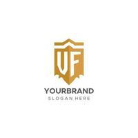 monogramme vf logo avec bouclier géométrique forme, élégant luxe initiale logo conception vecteur