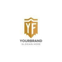 monogramme yf logo avec bouclier géométrique forme, élégant luxe initiale logo conception vecteur