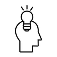 ampoule avec icône de style de ligne de profil vecteur