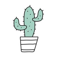 cactus dans l'icône de style de forme libre de plante d'intérieur en pot en céramique vecteur