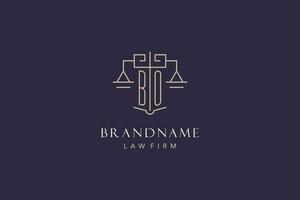 initiale lettre bo logo avec échelle de Justice logo conception, luxe légal logo géométrique style vecteur