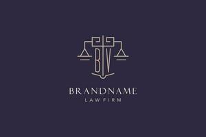 initiale lettre bv logo avec échelle de Justice logo conception, luxe légal logo géométrique style vecteur