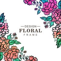 Fond floral beau cadre de mariage décoratif coloré vecteur