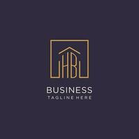 hb initiale carré logo conception, moderne et luxe réel biens logo style vecteur