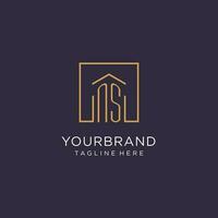 ns initiale carré logo conception, moderne et luxe réel biens logo style vecteur