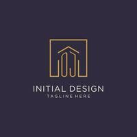 oj initiale carré logo conception, moderne et luxe réel biens logo style vecteur