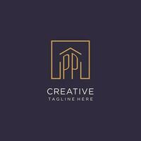 pp initiale carré logo conception, moderne et luxe réel biens logo style vecteur