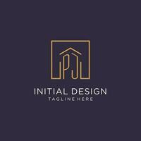 p j initiale carré logo conception, moderne et luxe réel biens logo style vecteur
