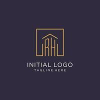 rh initiale carré logo conception, moderne et luxe réel biens logo style vecteur
