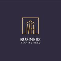 vb initiale carré logo conception, moderne et luxe réel biens logo style vecteur