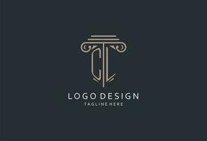 cl monogramme logo avec pilier forme icône, luxe et élégant conception logo pour loi raffermir initiale style logo vecteur