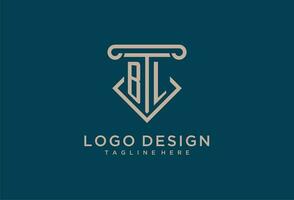bl initiale avec pilier icône conception, nettoyer et moderne avocat, légal raffermir logo vecteur