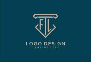 fl initiale avec pilier icône conception, nettoyer et moderne avocat, légal raffermir logo vecteur