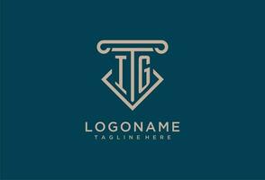 ig initiale avec pilier icône conception, nettoyer et moderne avocat, légal raffermir logo vecteur