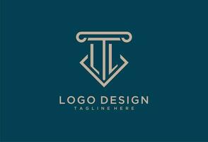 ll initiale avec pilier icône conception, nettoyer et moderne avocat, légal raffermir logo vecteur