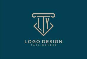 ly initiale avec pilier icône conception, nettoyer et moderne avocat, légal raffermir logo vecteur