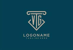 vg initiale avec pilier icône conception, nettoyer et moderne avocat, légal raffermir logo vecteur