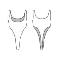 Dames' maillot de bain plat esquisser, cad modèle vecteur