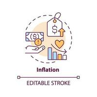 inflation concept icône. en hausse coût. consommateur prix indice. personnel finance. Ménage budget. financier crise abstrait idée mince ligne illustration. isolé contour dessin. modifiable accident vasculaire cérébral vecteur