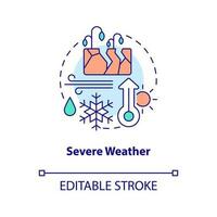impact de sévère temps concept icône. agriculture défi. nourriture Sécurité abstrait idée mince ligne illustration. isolé contour dessin. modifiable accident vasculaire cérébral vecteur