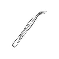 main tiré stomatologie attribut. professionnel dentaire outil ancien vecteur illustration isolé sur blanc Contexte. équipement pour orthodontistes.