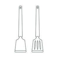 plats. une ensemble de cuisine spatule pour tournant aliments. ligne art. vecteur