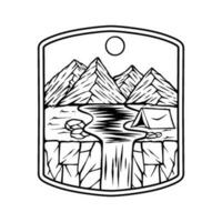 aventure camping Extérieur ancien badge logo isolé sur Cadre badge vecteur