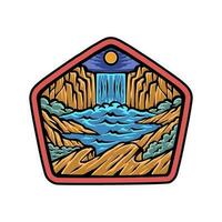 aventure camping Extérieur ancien badge logo isolé sur Cadre badge vecteur