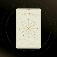 or et blanc tarot carte avec une magique œil sur une noir Contexte avec étoiles. tarot symbolisme. mystère, astrologie, ésotérique vecteur