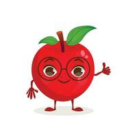 dessin animé personnage fruit - Pomme. fruit avec affronter, bras et jambes. vecteur graphique.