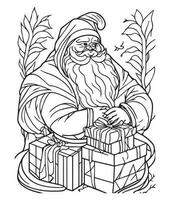 Père Noël claus coloration page. Noël coloration page. Père Noël clause contour agrafe art vecteur