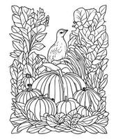 Halloween citrouille coloration pages. légume coloration page. citrouille ligne art. légume ligne art vecteur