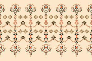 ethnique géométrique en tissu modèle traverser point.ikat broderie ethnique Oriental pixel modèle marron crème Contexte. abstrait, vecteur, illustration. texture, cadre, décoration, motifs, soie fond d'écran. vecteur