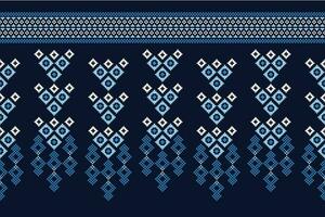 ethnique géométrique en tissu modèle traverser point.ikat broderie ethnique Oriental pixel modèle marine bleu Contexte. abstrait, vecteur, illustration. texture, vêtements, cadre, décoration, motifs, soie fond d'écran. vecteur