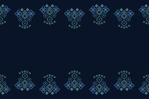 ethnique géométrique en tissu modèle traverser point.ikat broderie ethnique Oriental pixel modèle marine bleu Contexte. abstrait, vecteur, illustration. texture, vêtements, cadre, décoration, motifs, soie fond d'écran. vecteur