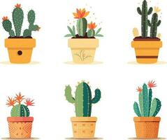 , ensemble de intérieur plante des pots illustration, ensemble de désert plante des pots vecteur illustration, ensemble de cactus plante des pots vecteur illustration
