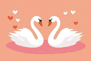 deux cygnes formé l'amour forme illustration, deux cygnes formé l'amour forme, cygnes signifiait pour aimer, les amoureux journée arrière-plan, valentines journée Contexte vecteur