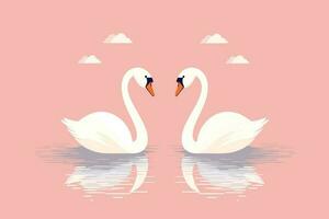 deux cygnes formé l'amour forme illustration, deux cygnes formé l'amour forme, cygnes signifiait pour aimer, les amoureux journée arrière-plan, valentines journée Contexte vecteur