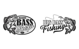 2 gros basse pêche logos pour t chemises et casquettes vecteur