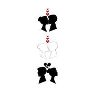 homme et femme silhouettes dans l'amour sur blanc Contexte. noir ligne visages profils. vecteur illustration