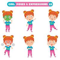 poses et expressions d'une fille drôle vecteur