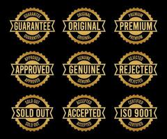 or timbre conception ensemble - prime qualité, garanti, approuvé, vendu dehors, reporté, confirmé, authentique, original. vecteur