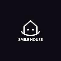 sourire maison logo illustration conception, Facile ligne art vecteur