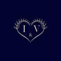 iv floral l'amour forme mariage initiale logo vecteur