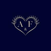 un F floral l'amour forme mariage initiale logo vecteur