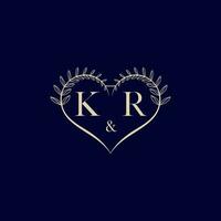 kr floral l'amour forme mariage initiale logo vecteur