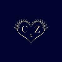 cz floral l'amour forme mariage initiale logo vecteur